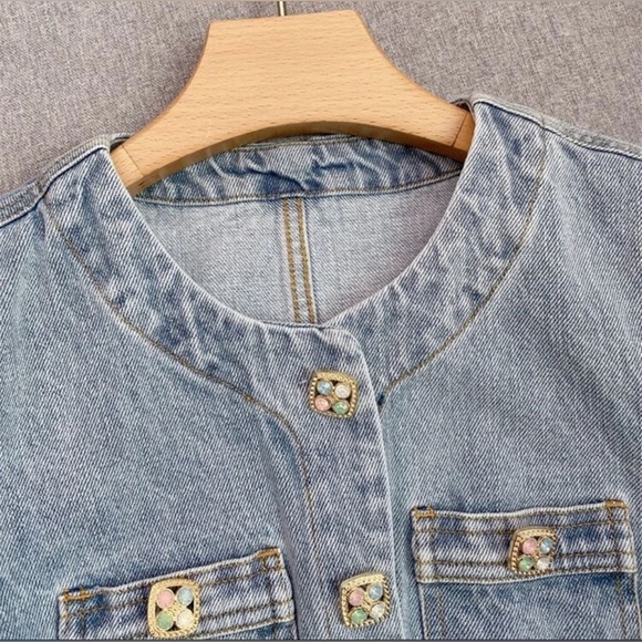 Denim summer mini button up dress - Picture 5 of 7